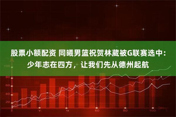 股票小额配资 同曦男篮祝贺林葳被G联赛选中：少年志在四方，让我们先从德州起航