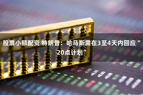 股票小额配资 特朗普：哈马斯需在3至4天内回应“20点计划”